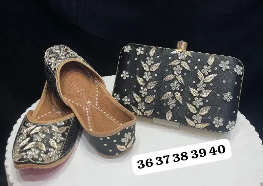 SIBY Saljut Embroidered Essentials: Juttis & Clutch Pair